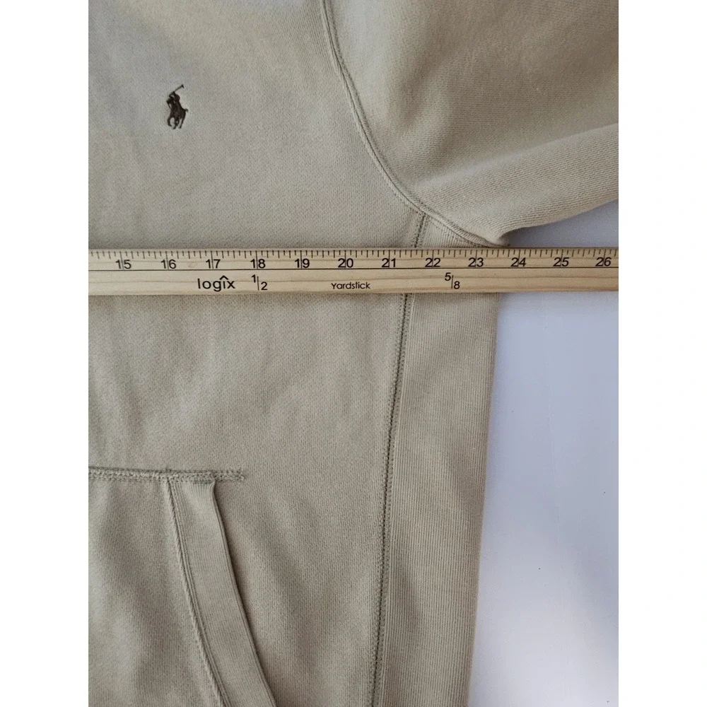 Polo Ralph Lauren Men's Full Zip Fleece Lined Waffle Knit Hoodie Beige Large